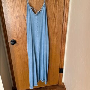 Hem & Thread Light Blue Denim Midi Dress